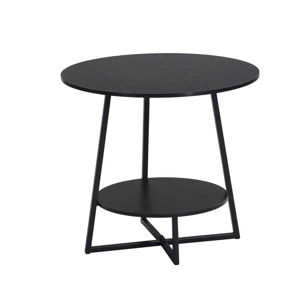 Mesa Auxiliar Dos Niveles Circular Negro