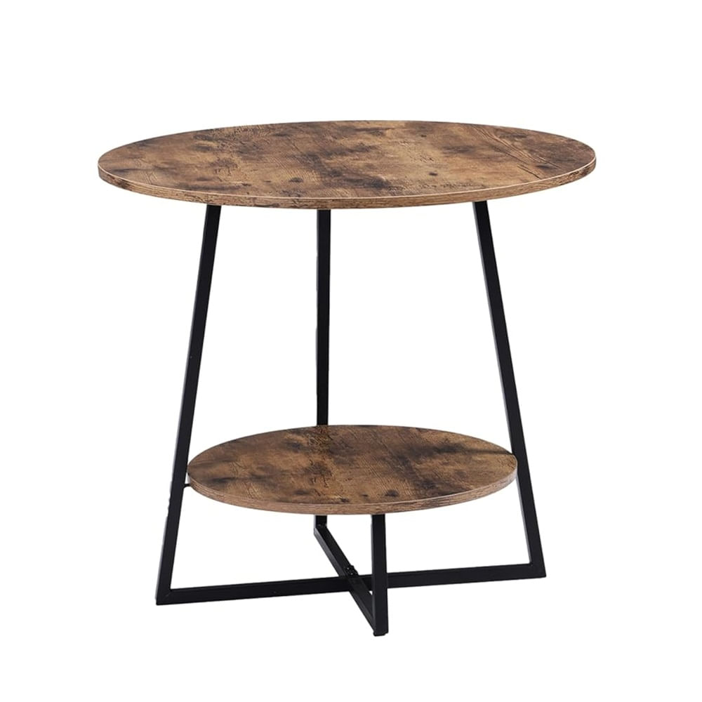 Mesa Auxiliar Dos Niveles Circular Nogal