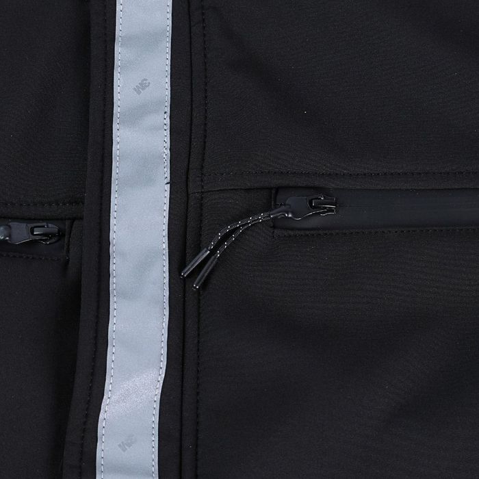 Casaca de Trabajo Drill Softshell Negro Ribete Cinta Reflectiva