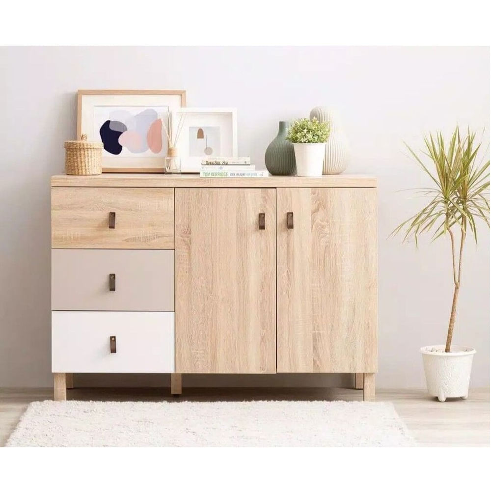 Cómoda Infantil Moderna Ambar Color Sonoma/Gris/Blanco TU MESITA