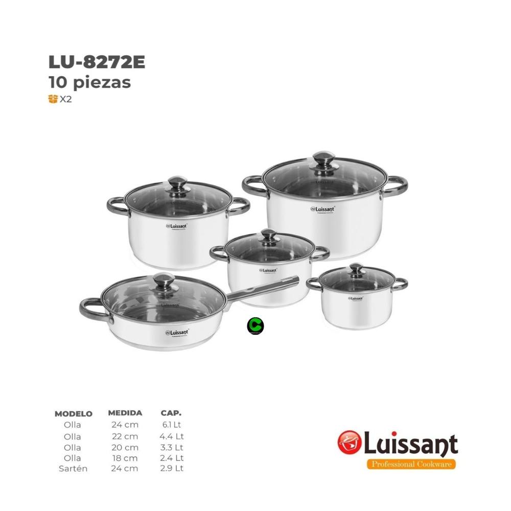 Set de ollas LUISSANT Acero Inoxidable LU-8272E 10 Piezas