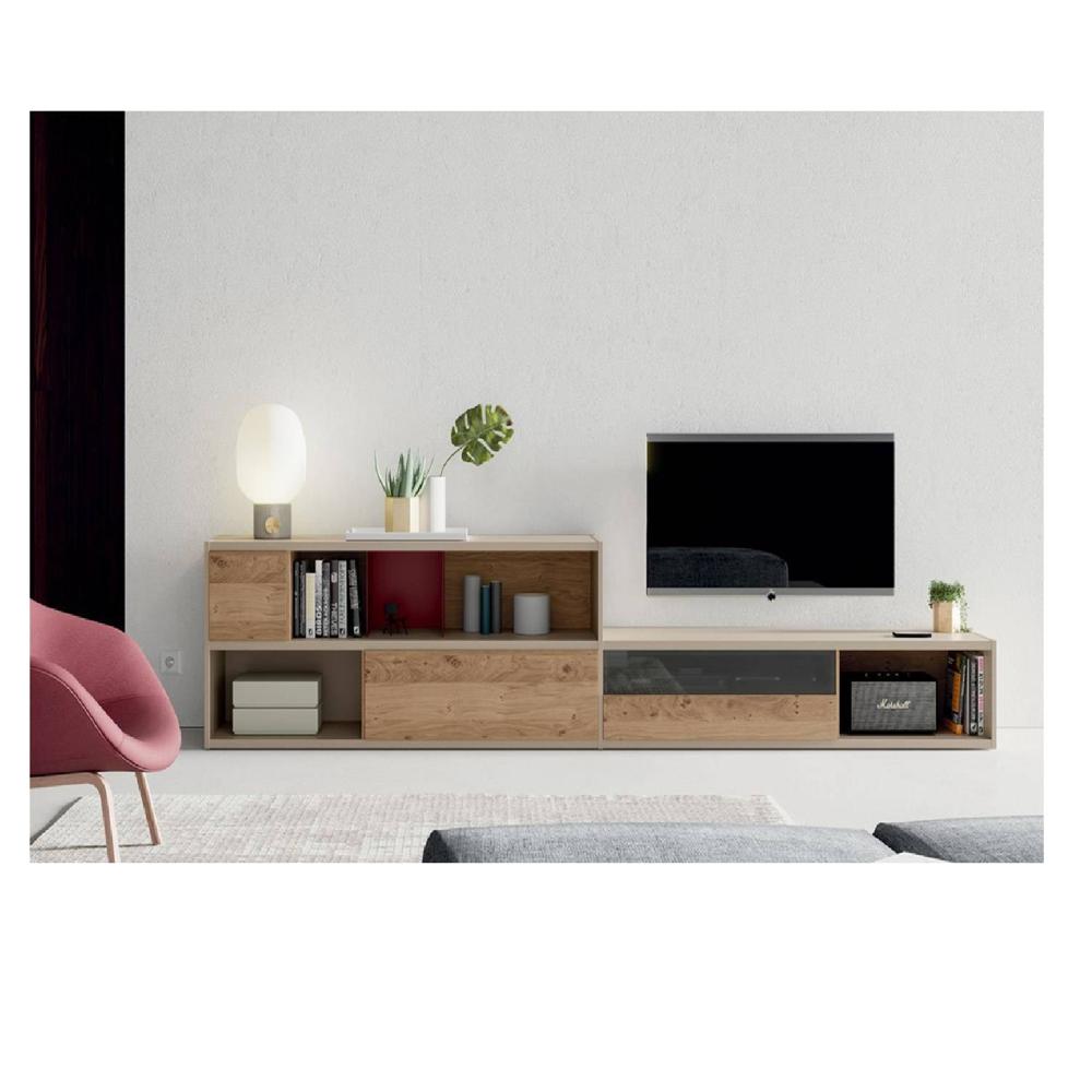 Mesa de TV Clásica Oslo color Garden oak/Taupe 49"" TU MESITA 3 puertas