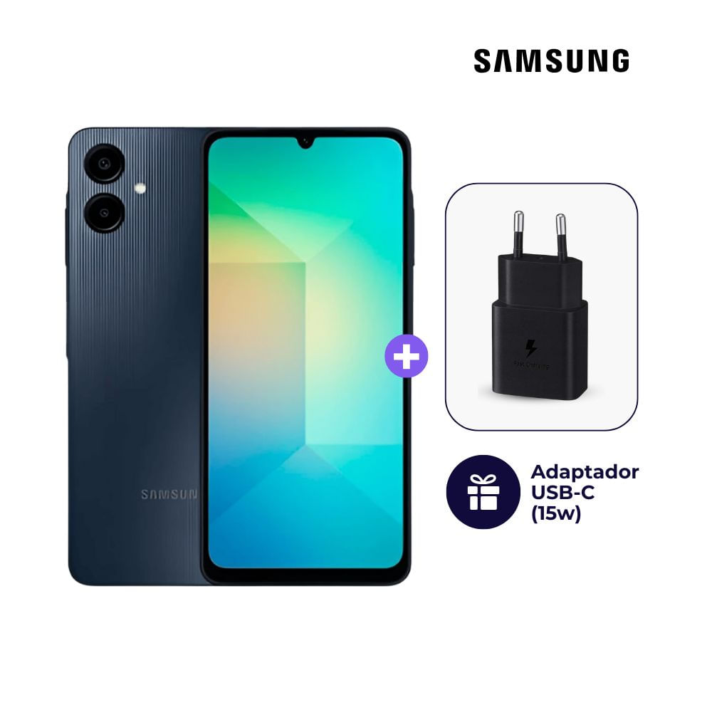 Celular Samsung Galaxy A06 64GB 4GB Negro + Adaptador USB-C Samsung Original 15W