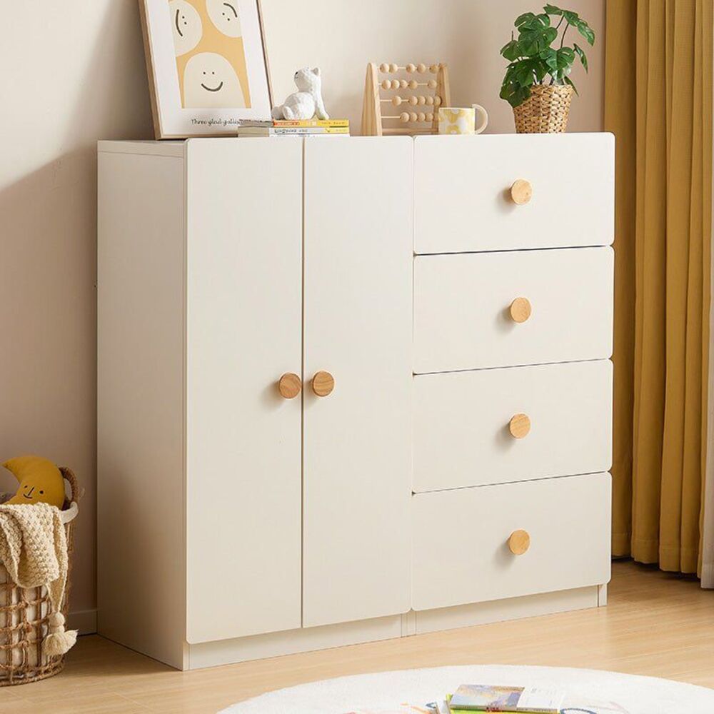 Cómoda Infantil Moderna Iris 2 Puertas 4 Cajones Blanco TU MESITA