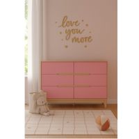Cómoda Infantil Moderna Qinti 6 Cajones Color Duna/Rosado TU MESITA