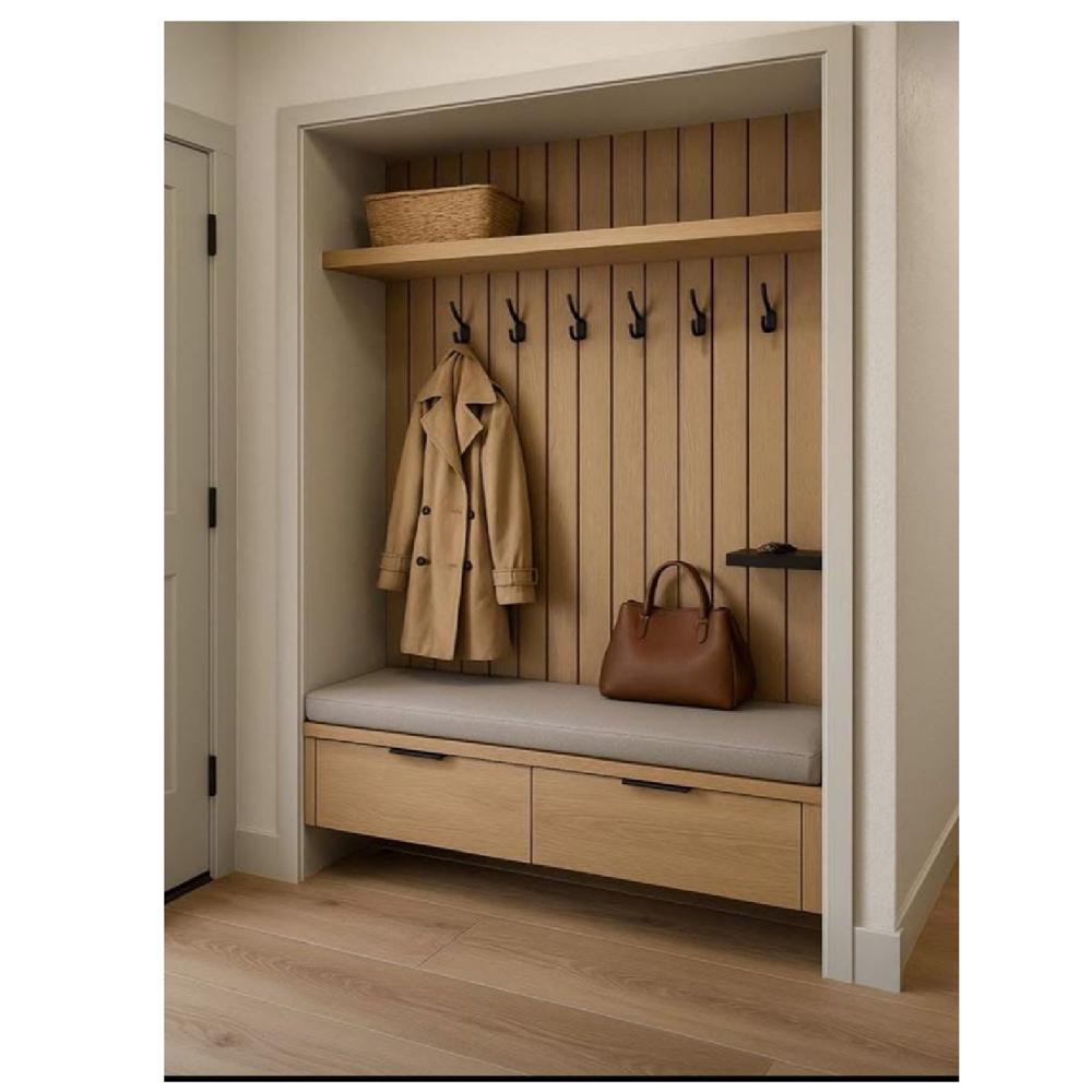 Recibidor Moderno con Perchero Alaska color Panela 2 cajones TU MESITA
