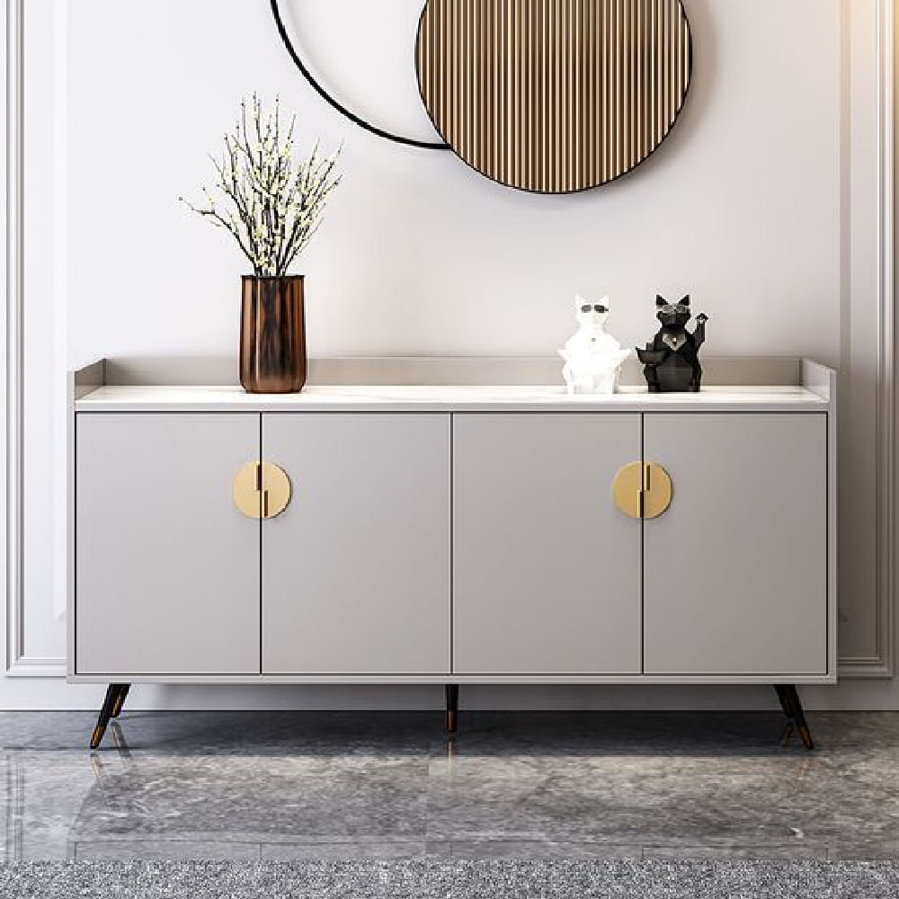 Aparador Moderno Murano 4 Cajones Color Gris Claro TU MESITA