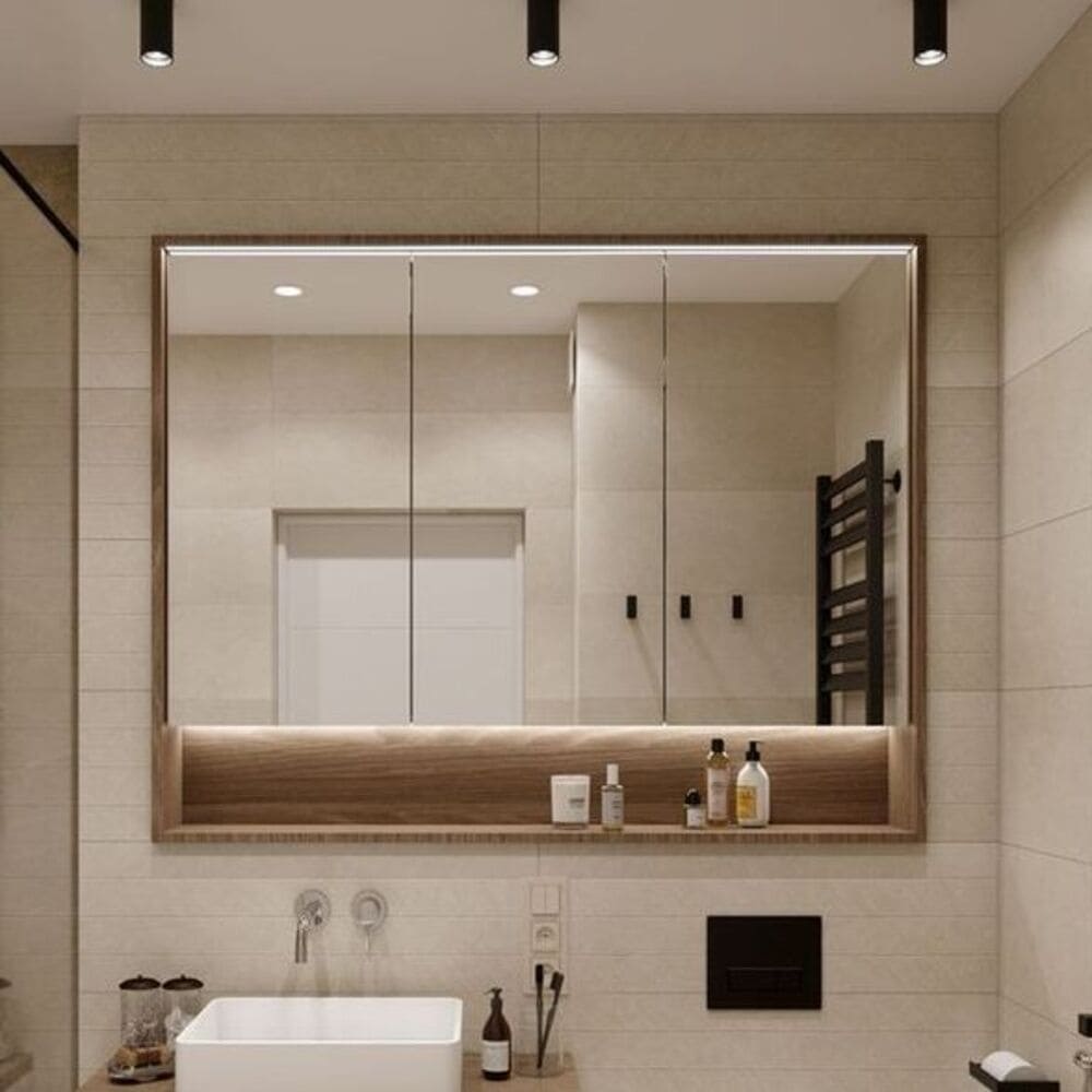 Mueble de Baño Moderno Flotante con Espejo y Luces Led Cerberus Color Gales TU MESITA