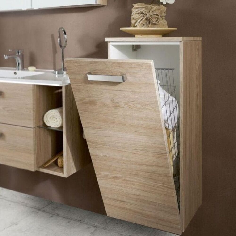 Mueble de baño Vertical Bracus con Canastilla Interna Color Sonoma TU MESITA
