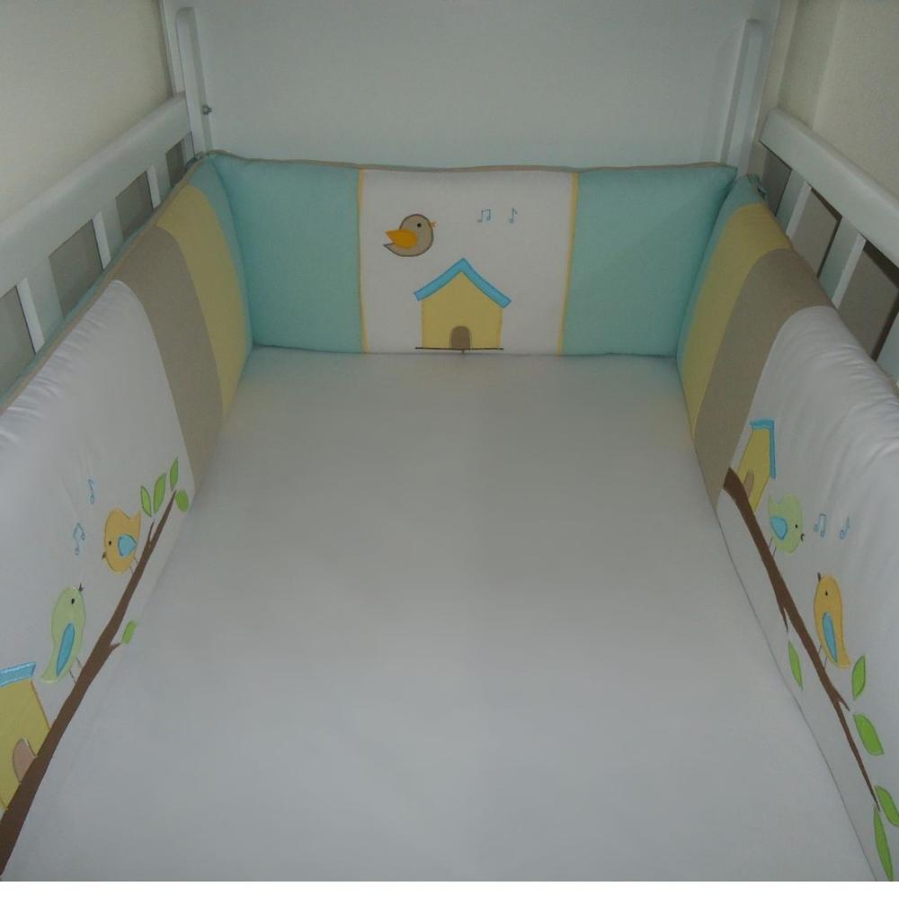 Protector Lateral Parachoques de Cuna BABYTU Diseño Aves Bordados