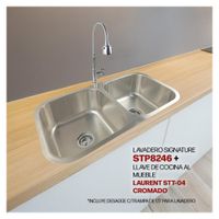 Combo De Lavadero Signature STP8246 + Desagüe C/Trampa De 1.5""+ Llave Laurent STT-04 Stone