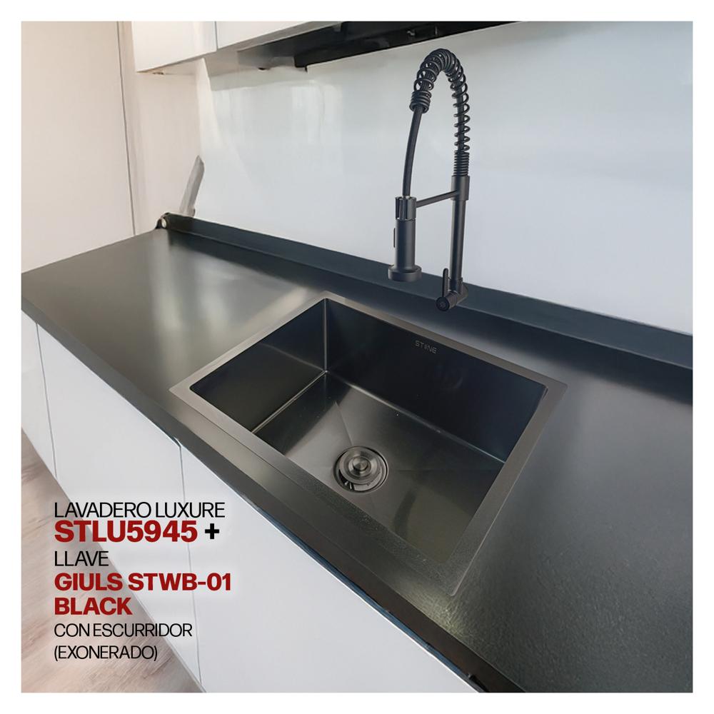 Combo De Lavadero Luxure STLU5945 + Llave Giuls STWB-01 Black Con Escurridor (Exonerado)
