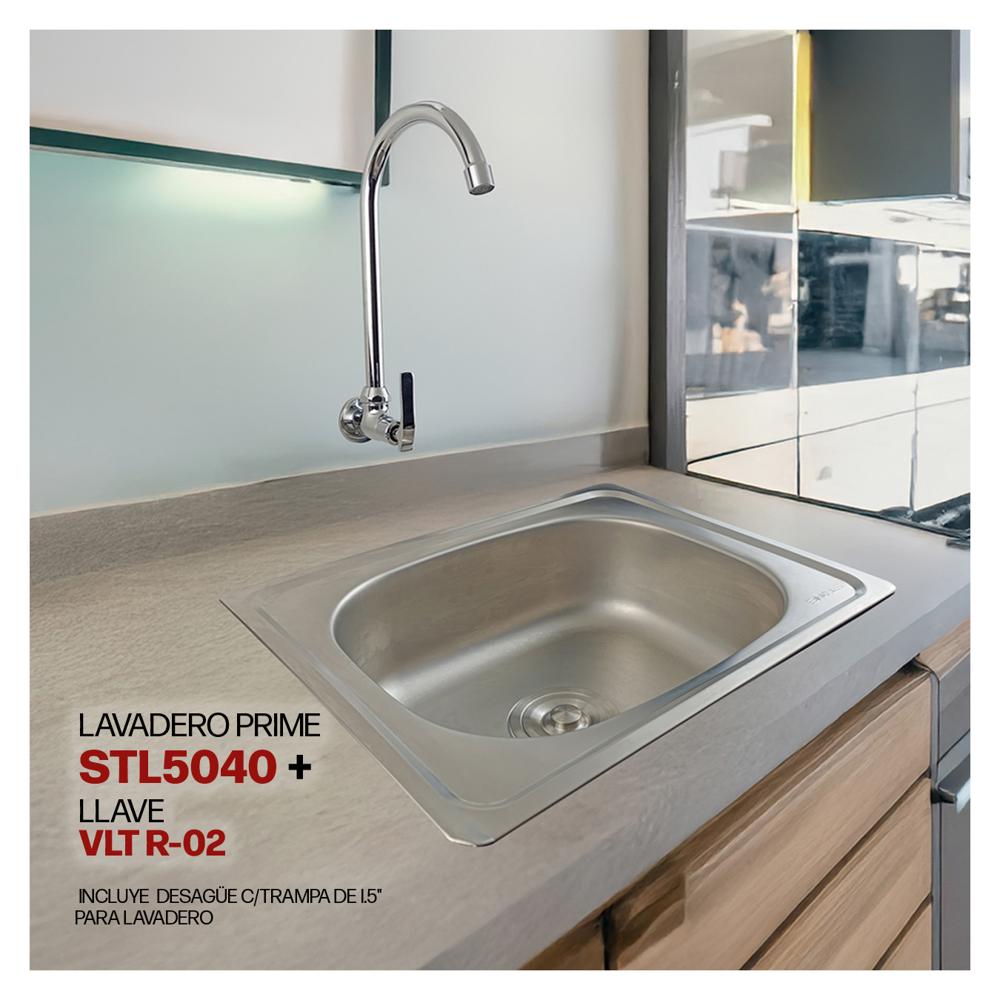 Combo De Lavadero Prime STL5040 + Desagüe C/Trampa De I.5""+ VLT R-02 Rumi