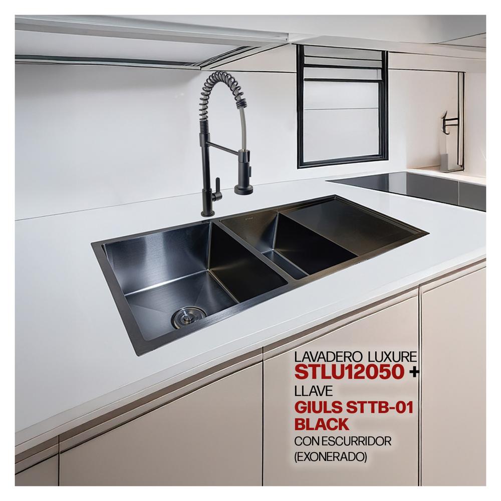 Combo De Lavadero Luxure STLU12050 + Llave Giuls STTB-01 Black Con Escurridor (Exonerado)