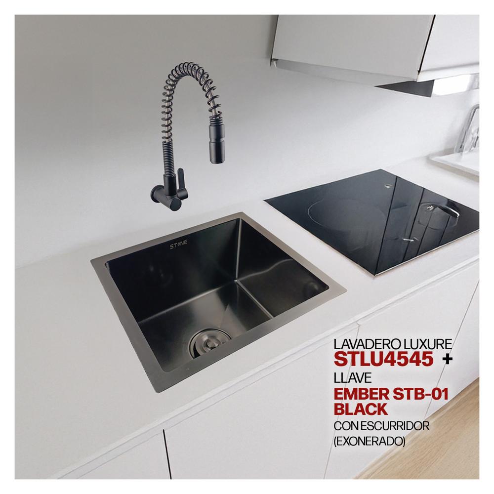 Combo De Lavadero Luxure STLU4545 + Llave Ember STB-01 Black Con Escurridor (Exonerado)
