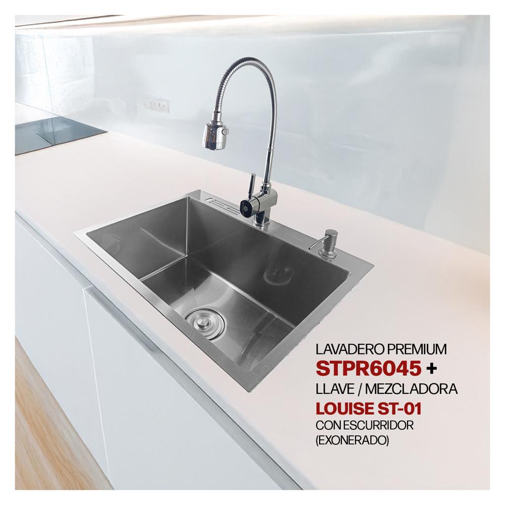 Combo De Lavadero Premium STPR6045 + Llave/Mezcladora Louise ST-01 Stone