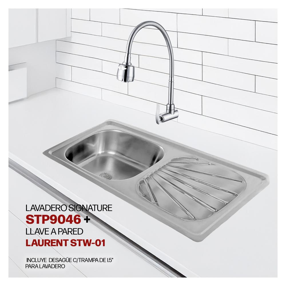 Combo De Lavadero Signature STP9046 + Desagüe C/Trampa De I.5""+ Llave Laurent STW-01 STONE