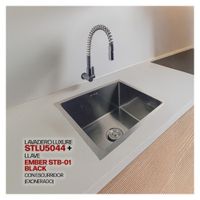 Combo De Lavadero Luxure STLU5044 + Llave Ember STB-01 Black Con Escurridor (Exonerado)