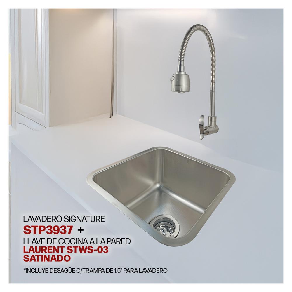 Combo De Lavadero Signature STP3937 + Desagüe C/Trampa De I.5""+ Llave Laurent STWS-03 STONE