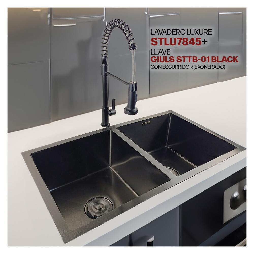 Combo De Lavadero Luxure STLU7845 + Llave Giuls STTB-01 Black Con Escurridor (Exonerado)