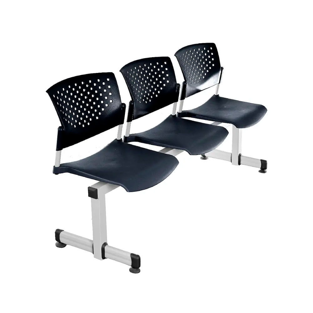 Banqueta De Espera Tandem Butterfly 3 Asientos Negro Estructura Gris Ofideas