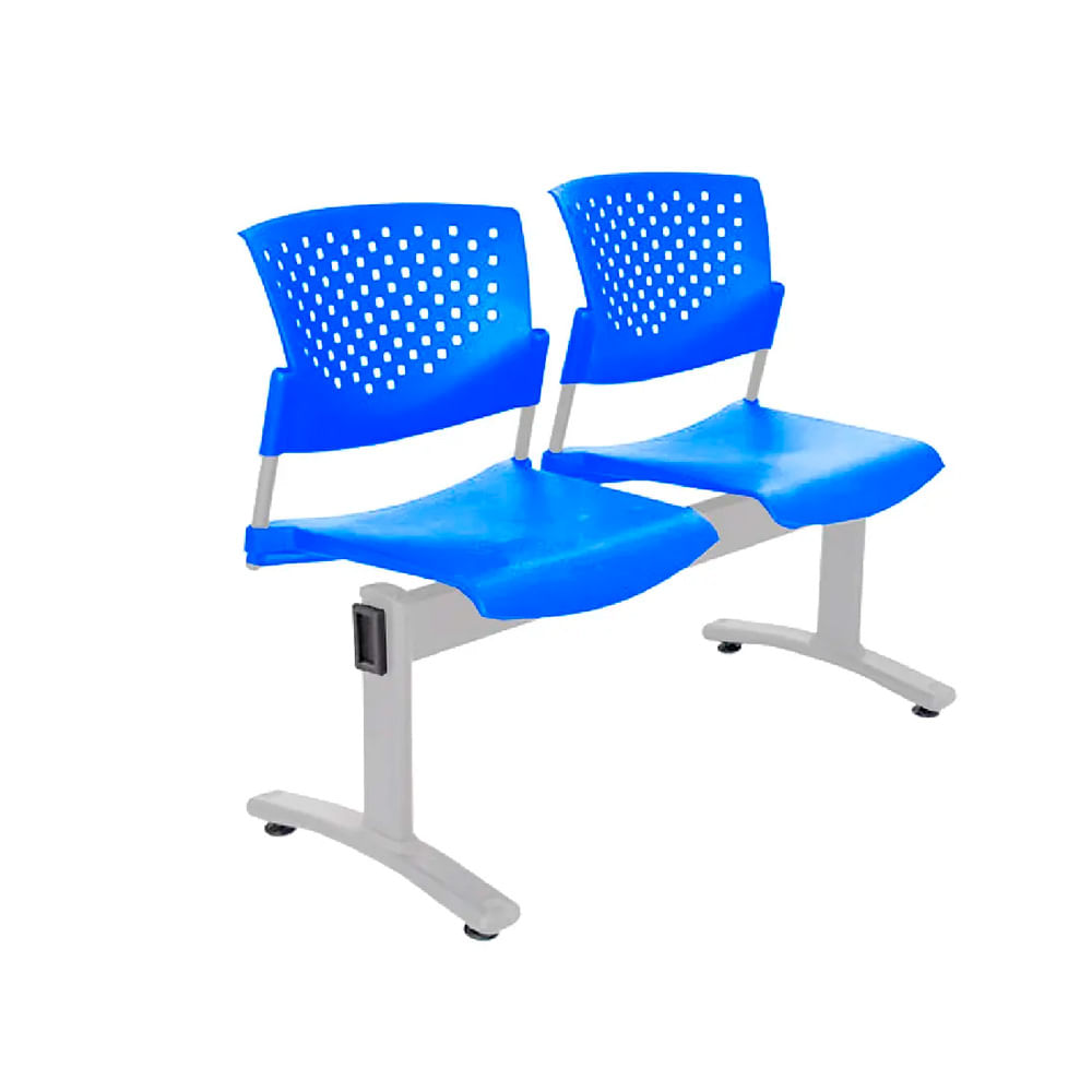 Banqueta De Espera Tandem Butterfly 2 Asientos Azul Estructura Gris Ofideas