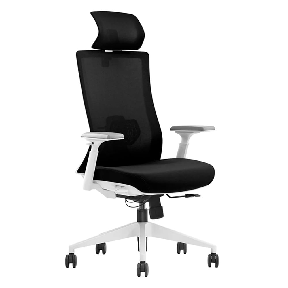 Silla Ergonómica Reclinable Boston Presidencial Brazo 3D. Negro/Blanco Ofideas