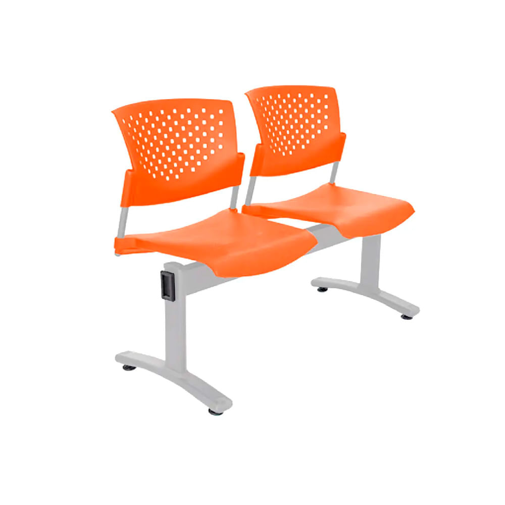 Banqueta De Espera Tandem Butterfly 2 Asientos Naranja Estructura Gris Ofideas