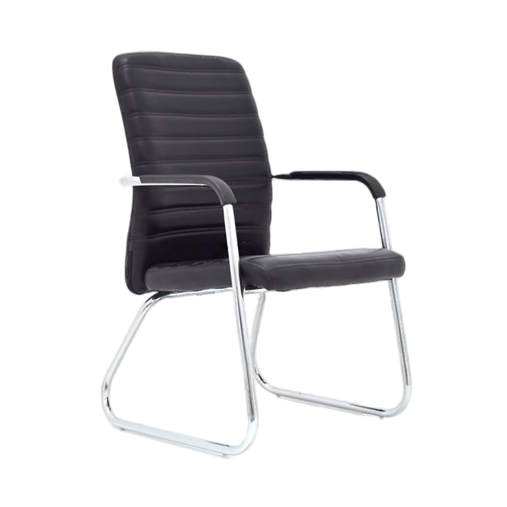 Silla de Visita Fija Interlocutor Isis Cuerina Negro Ofideas