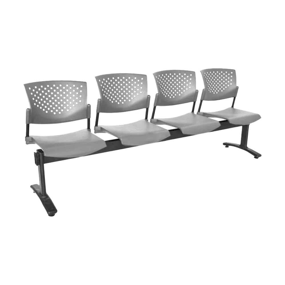 Banqueta De Espera Tandem Butterfly 4 Asientos Gris Estructura Negro Ofideas