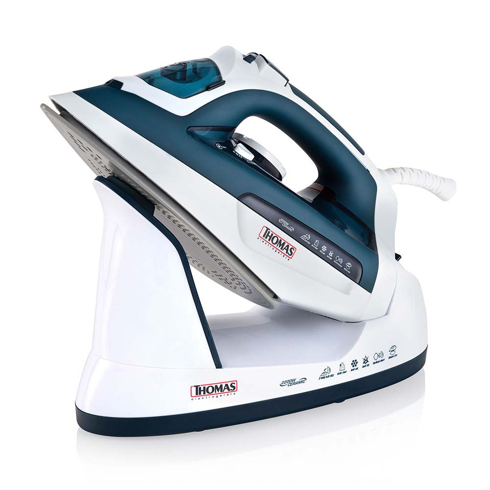 Plancha Cerámica Thomas TH7355 Blanco con Vapor Vertical