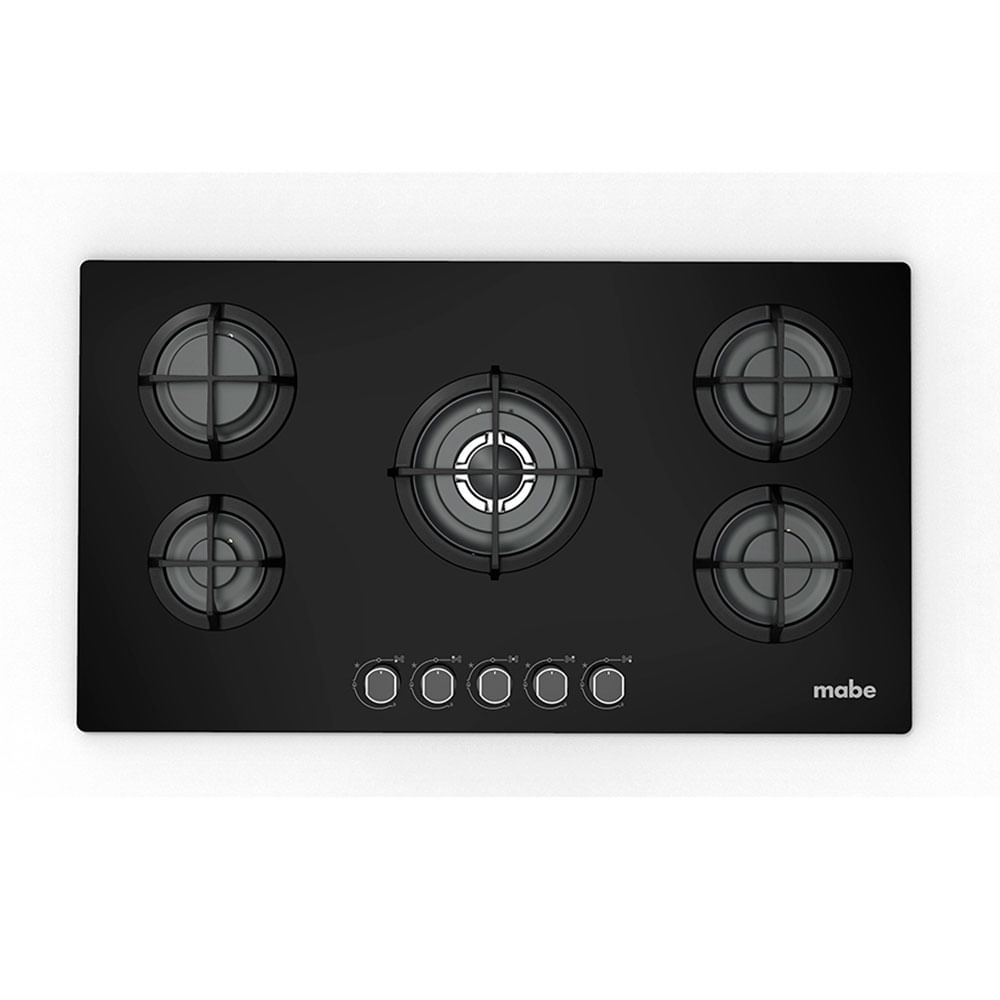 Cocina Empotrable Mabe PM8655GV0 Negro con 5 Quemadores de Hierro Fundido