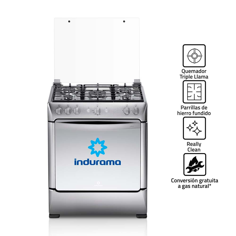 Cocina de pie Indurama a gas Cirella Zafiro 5 hornillas Grill