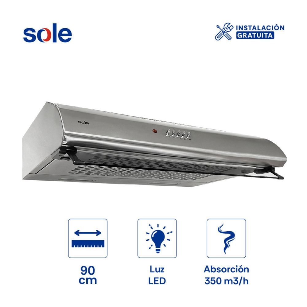 Campana Convencional Sole Atenea 90cm Acero Inoxidable TURE24CO