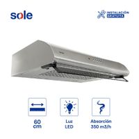 Campana Sole Atenea 60cm 1 Motor Acero Inoxidable