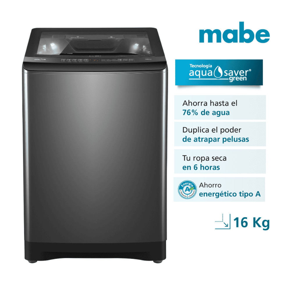 Lavadora Mabe LMA6120WDGBB0 Carga Superior 16kg Gris