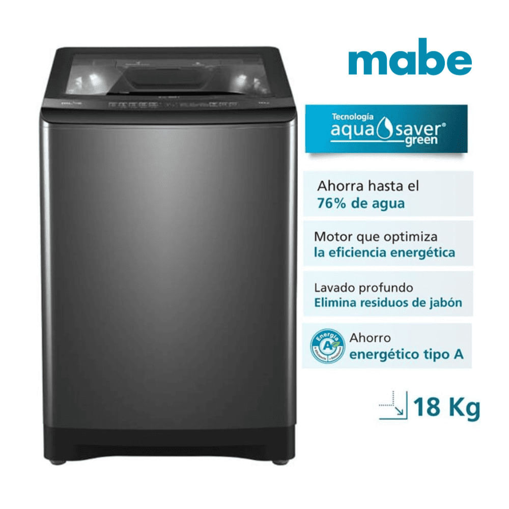 Lavadora Mabe LMA8120WDGBB0 Carga Superior 18kg Gris
