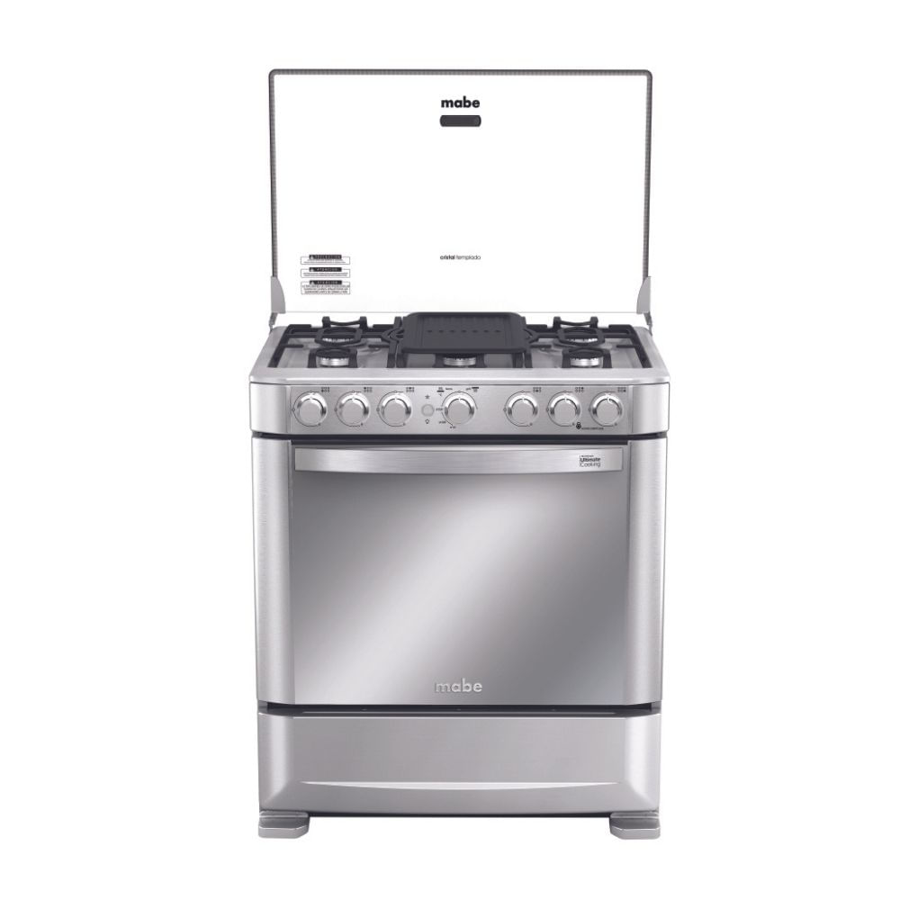Cocina de Pie a Gas MabecmP7630FX0 6 Hornillas Acero Plata 76cm con Horno
