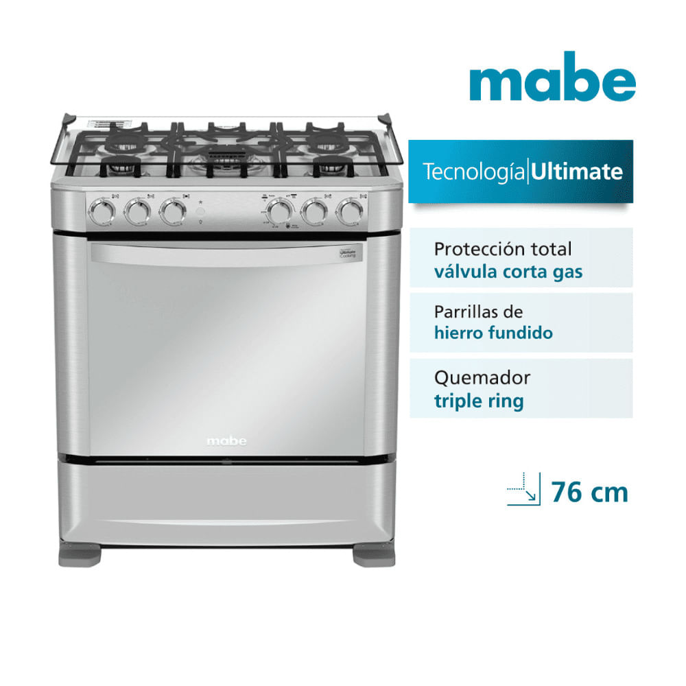 Cocina de Pie Mabe Acero InoxidablecmP7640FX0 Plata 76cm