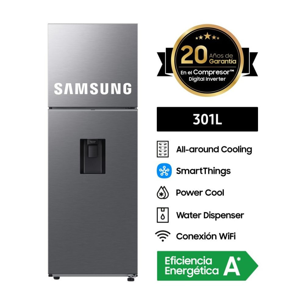 Refrigeradora Samsung RT31DG5220S9PE Top Mount 301L Plata