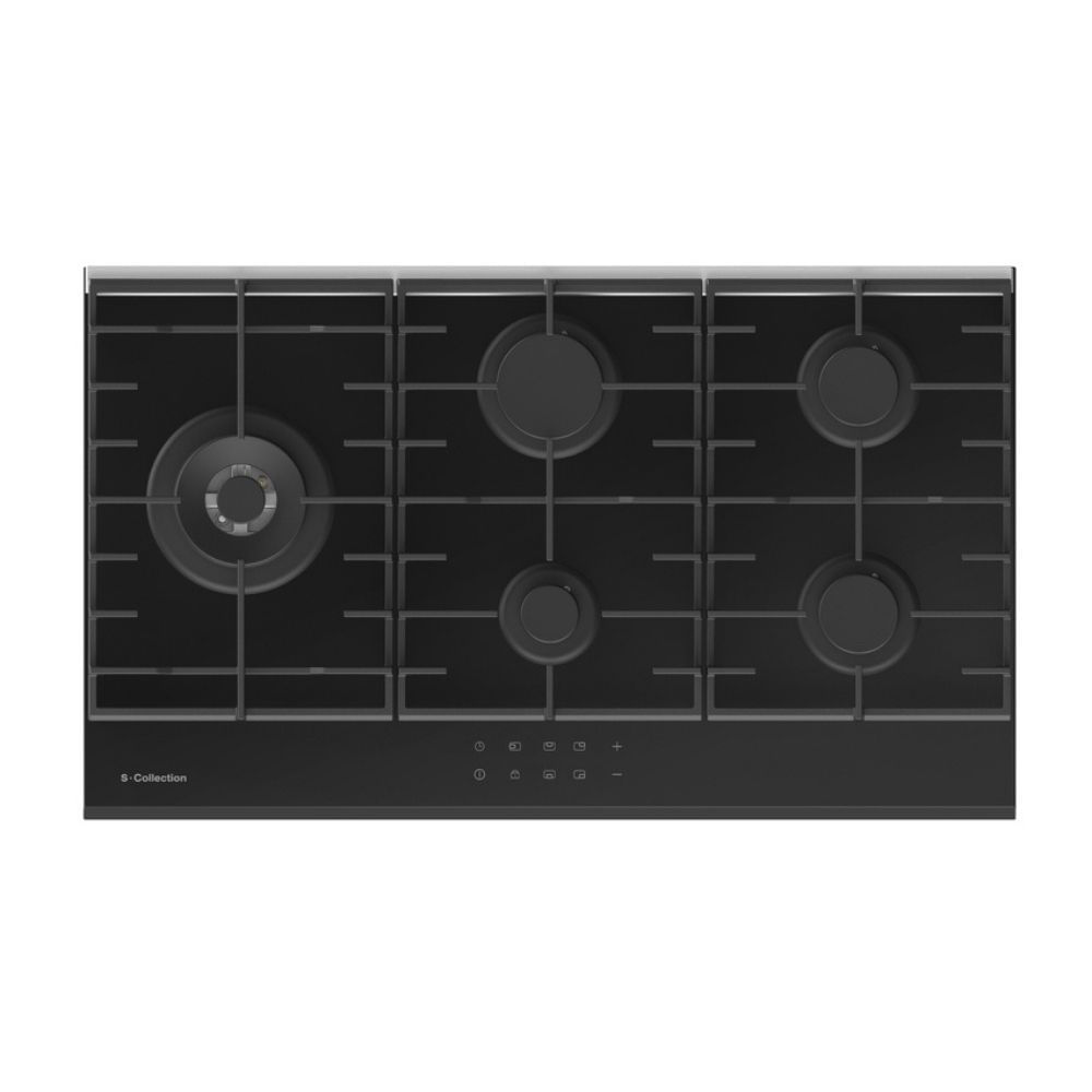 Cocina Encimera Sole S.Collection Vidrio Templado Full Touch Gas 5 Hornillas Negro 90cm