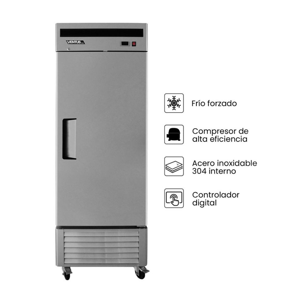 Refrigeradora Ventus Freezer Acero Inoxidable 610L Plata