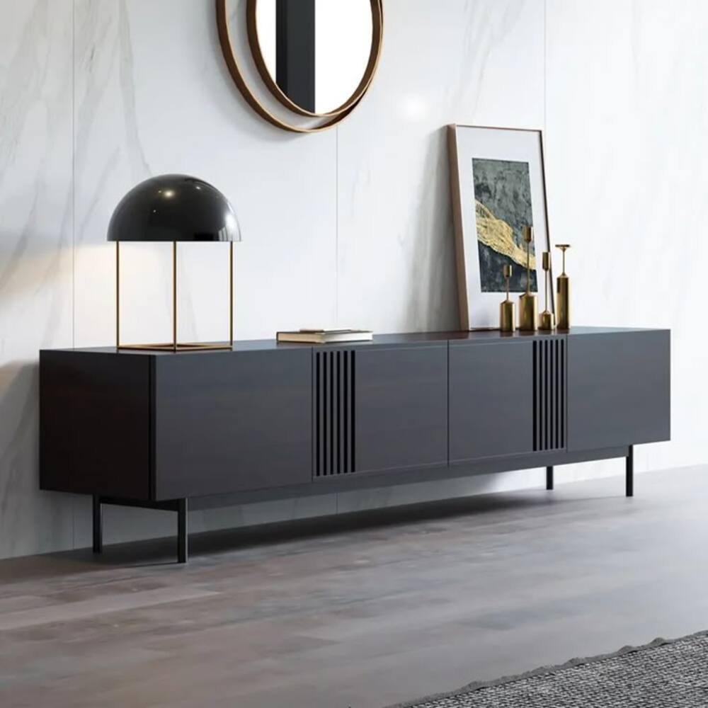 Mesa de TV Moderna Panter Color Negro 4 Puertas TU MESITA