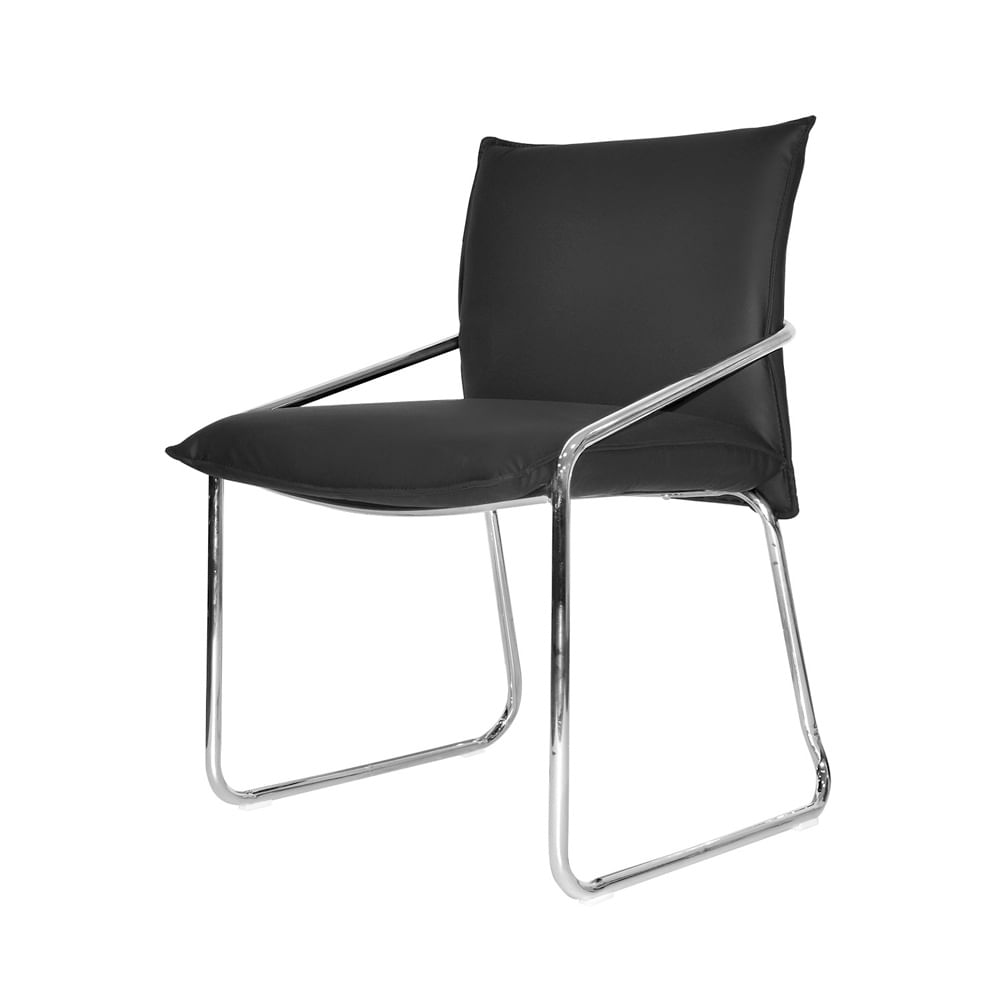 Silla Fija De Espera Lite Cuero Negro Ofideas