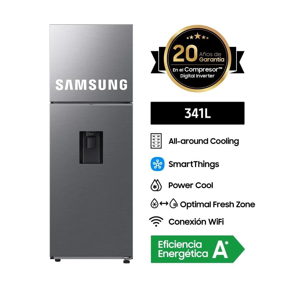 REFRIGERADORA SAMSUNG TOP MOUNT 341 LT RT35DG5720S9PE -SILVER