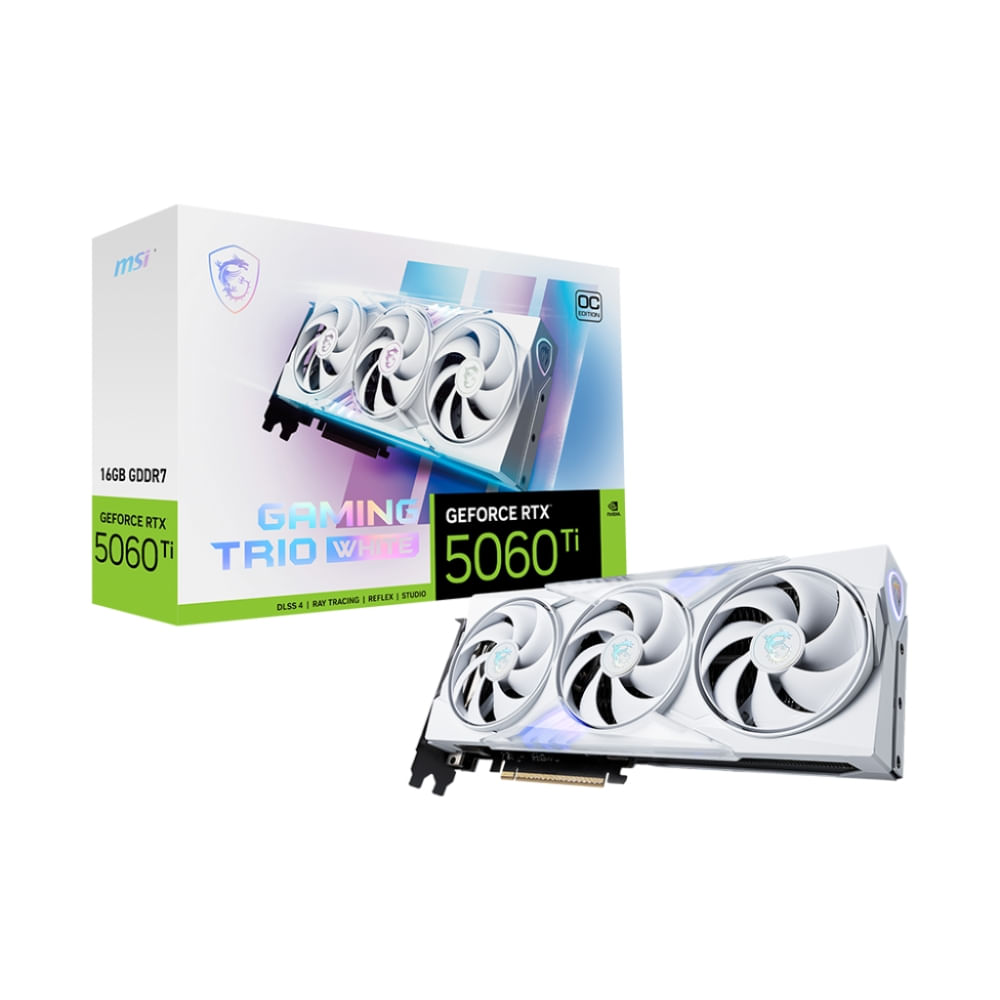 Tarjeta de video MSI GeForce RTX 5060 Ti GAMING TRIO OC White, 8GB GDDR7, PCIe 5.0 para gaming supe