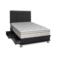 Cama Drimer Cajones Pocket Dream Negro Queen + Incluye cajones