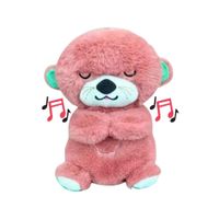 Dulces Sueños Peluche Nutria Rosa Repira Luz Cálida y Musical