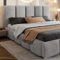 Cama Box Tarima + Cabecera Liza Plomo  2 Plazas Decora