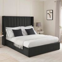 Cama Box Tarima + Cabecera Brace Negro  2 Plazas Decora